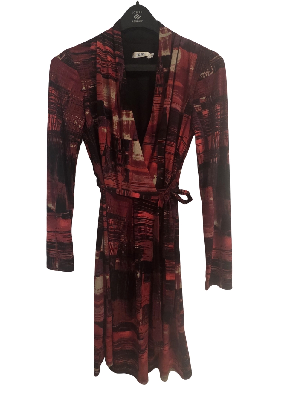 Ricki's Red and Black Abstract Print Wrap Dress